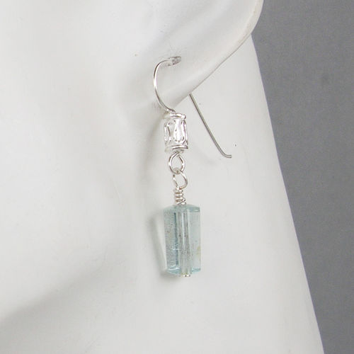 "Blue-Green Heaven Crystal" Aquamarine earrings