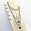"Green Blue Multichain" 3-row necklace" Hematin necklace vermeil