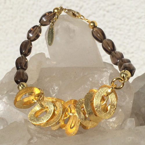 "Golden Smoky" smoky quartz bracelet vermeil
