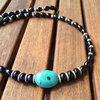 "Indian Spirit" Onix turquoise silver necklace