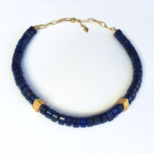 "Triangular Egypt Blue" Lapislazuli Necklace vermeil