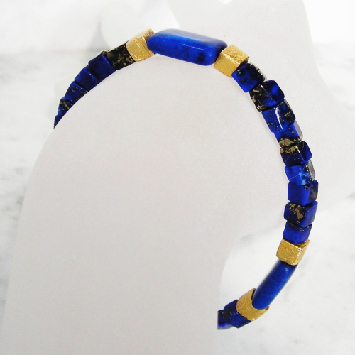"Cubed Universe" Lapis Lazuli Armband vergoldet