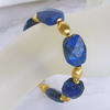 "Huge Blue Golden" Lapis Lazuli facettiert Armband Silber vergoldet
