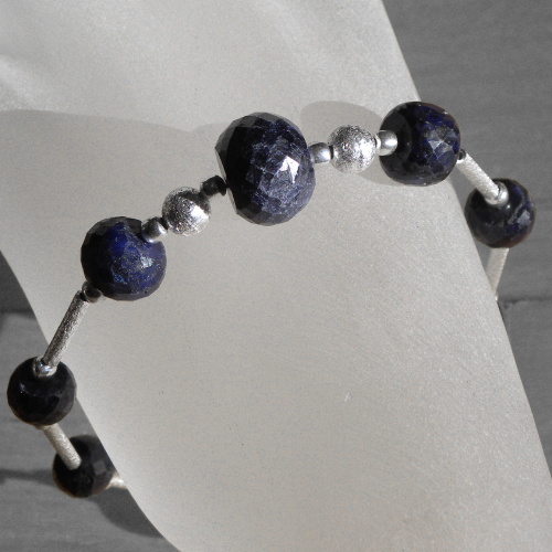 "Silver Dark Blue" Saphir Silber Armband