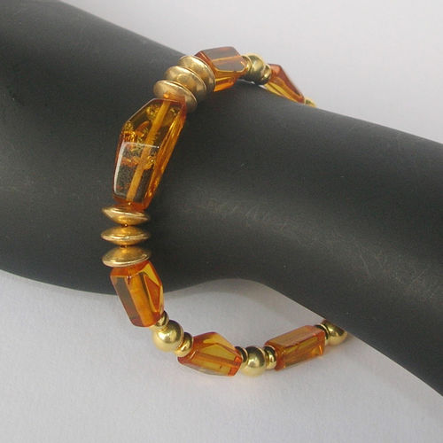 "Golden Amber" Bernstein Silber Armband