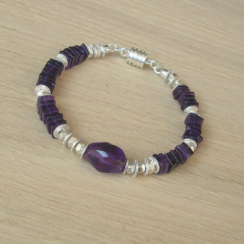 "Amazing Dark Purple" Amethyst Silber Armband